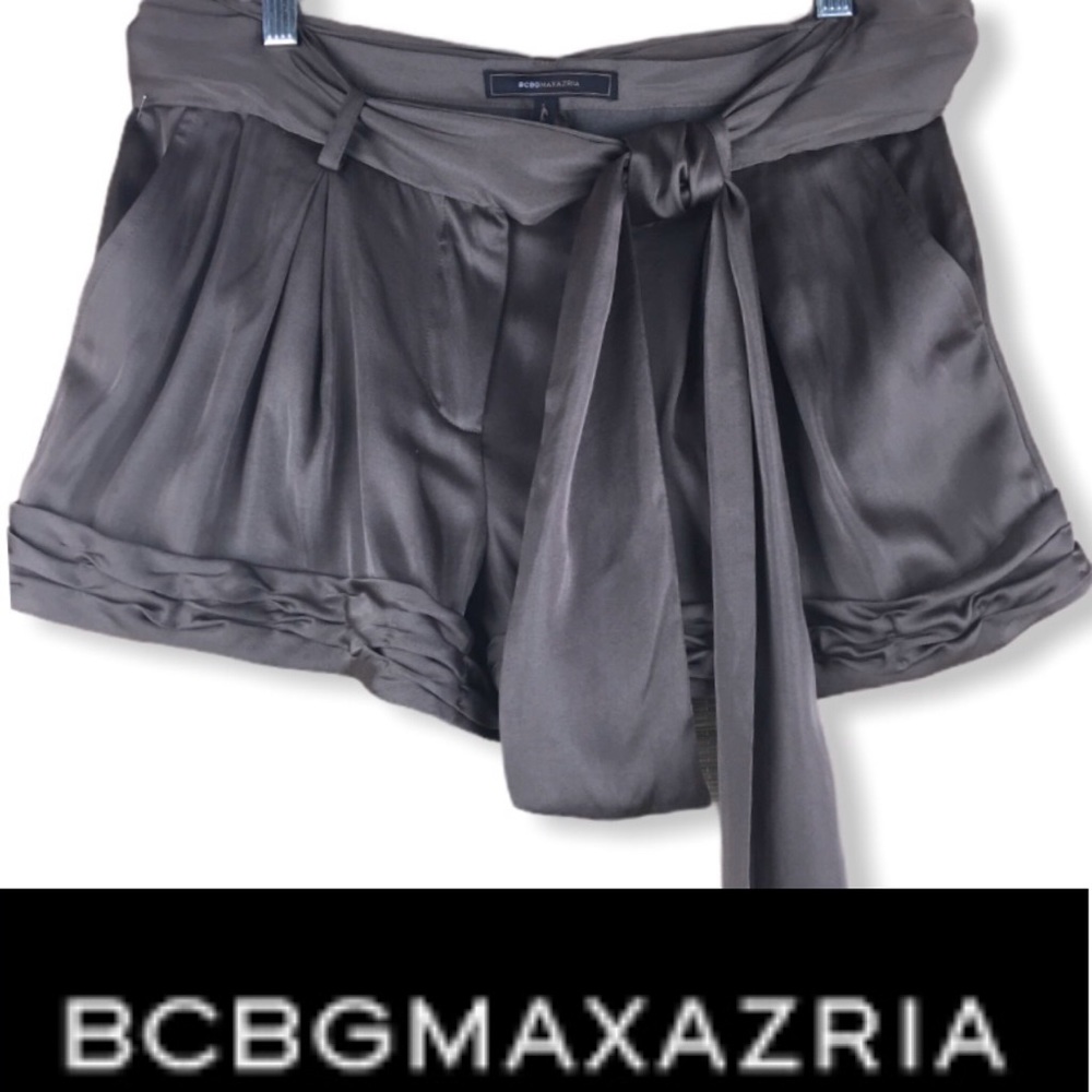 BCBGMAXAZRIA Dusty Olive Satin Shorts
